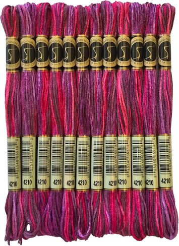 Magical Color Variegated Cross Stitch Thread Color Variations Embroidery Floss Pack, 8.7-Yard, Radiant Ruby, Pack of 12 Skeins in Saudi Arabia
