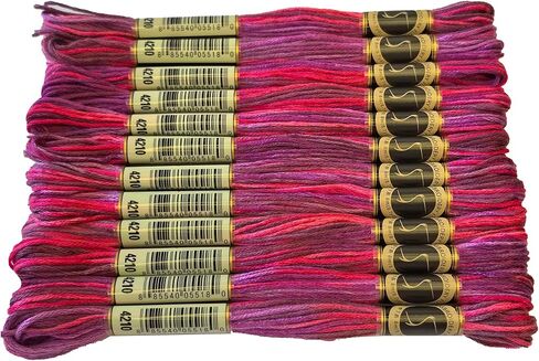 Magical Color Variegated Cross Stitch Thread Color Variations Embroidery Floss Pack, 8.7-Yard, Radiant Ruby, Pack of 12 Skeins in Saudi Arabia