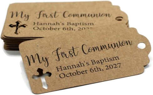 Small Personalized Favor Tags - My First Communion - 20pc (Cream) in Saudi Arabia
