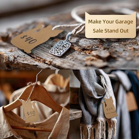 Ovenbird 50 Pcs Price Tags with String, Cute Cat-Shaped Blank Kraft Paper Tags for Gifts, Wedding Favor, Thank You Notes, 3.5 x 2.2 Inch in Kuwait