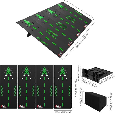 RC Car Jump Ramp Takeoff Board RC Ramp with Foam Base for Jumping Stunt Playset for 1/14 1/16 1/18 1/24 Remote Control Model Car, 4 Boards (Black) in Saudi Arabia