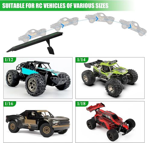 RC Car Jump Ramp Takeoff Board RC Ramp with Foam Base for Jumping Stunt Playset for 1/14 1/16 1/18 1/24 Remote Control Model Car, 4 Boards (Black) in Saudi Arabia