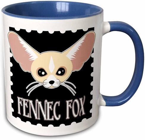 كوب 3dRose Cute Fennec Fox Cartoon بلونين، 11 أونصة، أزرق in Saudi Arabia