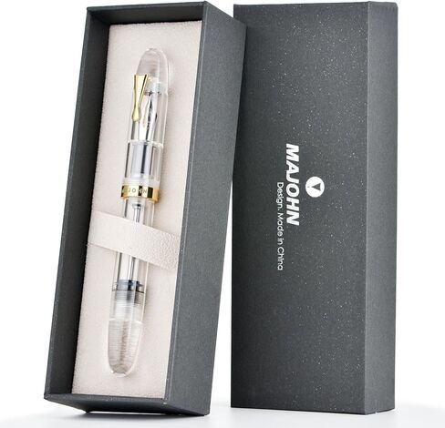 قلم حبر Majohhn C4 Eyedropper ذو رأس رفيع للغاية، أقلام كتابة كبيرة الحجم من الأكريليك الشفاف للأعمال المكتبية مع صندوق in Kuwait