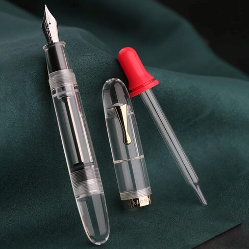 قلم حبر Majohhn C4 Eyedropper ذو رأس رفيع للغاية، أقلام كتابة كبيرة الحجم من الأكريليك الشفاف للأعمال المكتبية مع صندوق in Kuwait