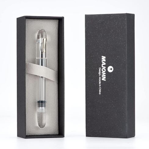 قلم حبر Majohhn C4 Eyedropper ذو رأس رفيع للغاية، أقلام كتابة كبيرة الحجم من الأكريليك الشفاف للأعمال المكتبية مع صندوق in Kuwait