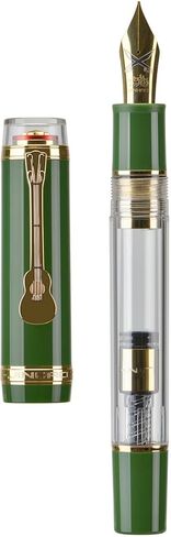 قلم حبر من سلسلة Jinhao 1935 Tiandao، مقاس 8 متوسط ​​اللون أخضر عسكري وأكريليك شفاف مع مشبك جيتار ومحول ذو سعة كبيرة in Kuwait