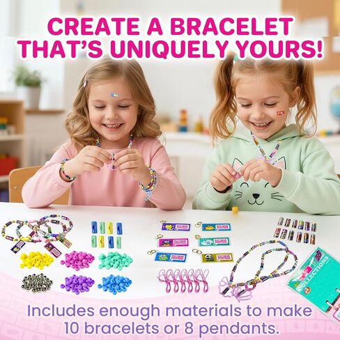 Sticky Rolls Bracelet Kit with Collection Book, 1000 Mini Sticker Set, Wearable & Shareable Sticky Rolls, Kids Beading Set for Bracelet & Necklace Making, 1000+ Designs (8 x Pendant & 10x Drop) in Saudi Arabia