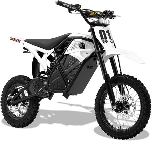 Electric Dirt Bike 3600W Mid-Drive Motor, 38MPH Off-Road E Dirt Bike, 48V 23Ah Battery, 53 Mile Hydraulic Brakes & Nitrogen Suspension Electric Motorcycle E Moto for Teens Adults, White in Kuwait
