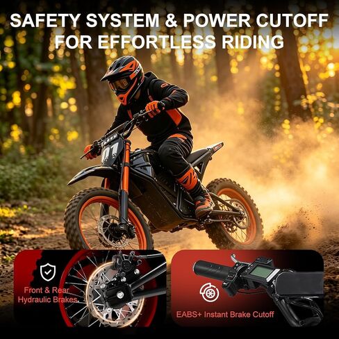 Electric Dirt Bike 3600W Mid-Drive Motor, 38MPH Off-Road E Dirt Bike, 48V 23Ah Battery, 53 Mile Hydraulic Brakes & Nitrogen Suspension Electric Motorcycle E Moto for Teens Adults, White in Kuwait