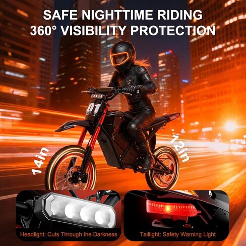 Electric Dirt Bike 3600W Mid-Drive Motor, 38MPH Off-Road E Dirt Bike, 48V 23Ah Battery, 53 Mile Hydraulic Brakes & Nitrogen Suspension Electric Motorcycle E Moto for Teens Adults, White in Kuwait