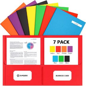 Two Pocket Folders, 7 Pack Paper Folders with Pockets, Thick Textured Paper File Folders, Fit Letter Size Paper, 7 Assorted Colors for Office, Home, Business, School Supplies in Saudi Arabia