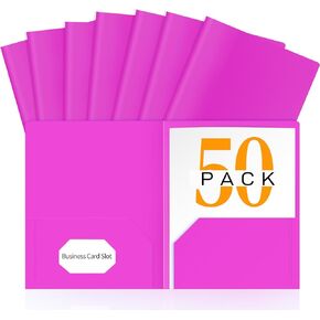 50 Pack Heavyweight Plastic Folders with Pockets, 7 Distinct Colors, Letter Size 2-Pocket Folders with Card Slot for School Office Home Organization in Saudi Arabia
