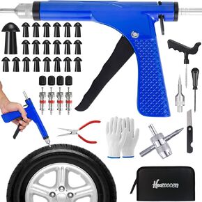 Tubeless Tire Gun Puncture Repair Kit with 20 Mushroom Plugs, for Tire Punctures and Flats on Cars, ATV, Trucks, Motorcycles & Tractors,Quick Repair, Airtight Seal（Blue） in Saudi Arabia