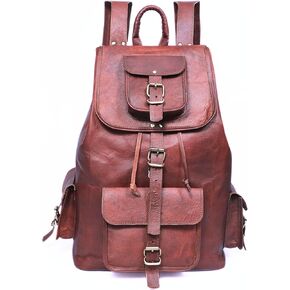 Genuine Leather Backpack for Men 20" Extra Large Vintage Brown Laptop Travel Work Hiking Rugged Rucksack Mens Bookbag (Brown) in Saudi Arabia
