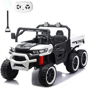 24V Side by Side 6 Wheel Ride On Dump Truck, 4WD Battery Powered Electric Car for Boys and Girls Outdoors with Remote Control, Bluetooth, Green in Saudi Arabia
