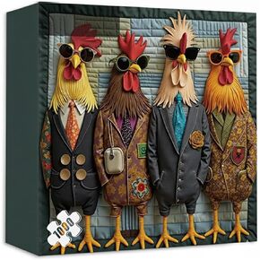 Runway Roosters Jigsaw Puzzle 1000 Pieces for Adults, Fashionable Rooster Art Puzzle, Challenging Difficult Animal Puzzles, Unique Gift for Puzzles Enthusiasts & Art Lovers in Saudi Arabia