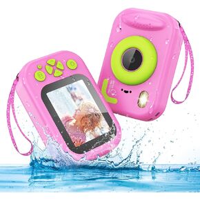 Kids Waterproof Camera, 1080P HD Underwater Digital Camera for Kids Aged 3-12, IP68 Swimming & Snorkeling Toy, ABS Plastic, 32GB Card, Birthday Gift for Children Boys Girls, Pink in Saudi Arabia