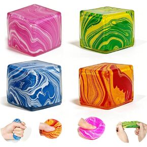 4 pcs 1.18“ Nice Ice Cube Squishy Fidget Toys, Sensory Fidget Toys for Focus & Calm, Slow Rise Squishies Stress Ball Relief Toy, Unique Desk Decor for Teens & Adults, Gifts Idea. in Saudi Arabia