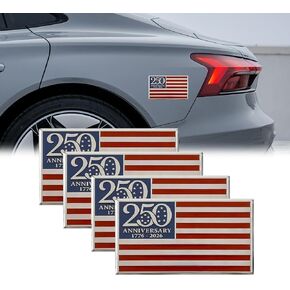 250th Anniversary Flag Metal Emblem, 250th Anniversary 1776-2026 Edition 3D Metal Car Decal Badge for Trucks SUV RV, Patriotic Exterior Accessories, USA Flag Logo Sticker Decoration in Saudi Arabia