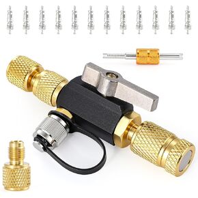 أداة إزالة قلب صمام LUPING HVAC، مزيل قلب صمام مزدوج 1/4 بوصة و5/16 بوصة، أداة إزالة أساسية ذات تصنيف فراغي للتدفق الضخم، مكنسة كهربائية 20 ميكرون، أدوات HVAC لـ R134A R32 R410A R22 R12 R407 R1234yf in Kuwait