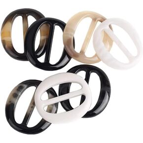 6 Pcs 5CM Fashion Resin T Shirt Clips Simple Tee Shirt Rings Clasps Elegant Scarf Buckles Slides Waistband Neckerchief Clasps for Women Girls, Buckles, Fasteners in Kuwait