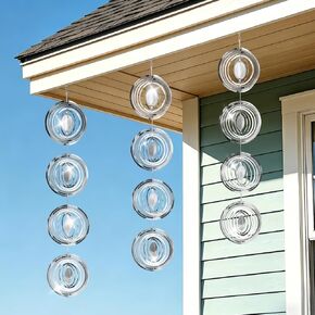 3pcs Reflective Wind Spinners Outdoor for Bird Scare - Stainless Steel Bird Reflectors to Keep Birds Away, Pinwheels for Yard and Garden Decor, Round in Kuwait