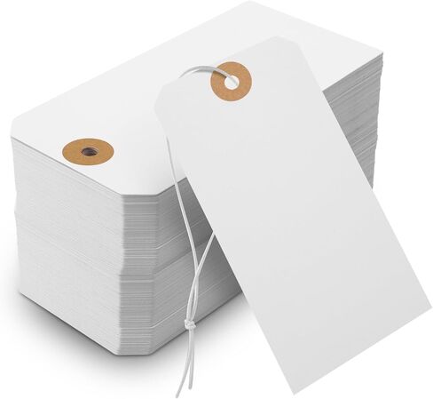 Tags with String 100pcs Price Tags Large Hang Paper Tags with Elastic String(4.76"×2.36") in Saudi Arabia