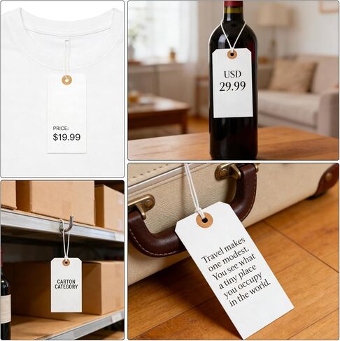 Tags with String 100pcs Price Tags Large Hang Paper Tags with Elastic String(4.76"×2.36") in Saudi Arabia