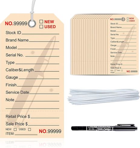 200 PCS Gun ID Tags Rifle Identification Tags with Numbered 200 Strings Firearm 4.1 x 2.2 Inch Inventory Tags Gun Safe Organization Label with Metal Eyelet Durable Paper (200) in Saudi Arabia