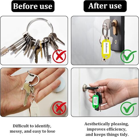 70 Pack Tough Plastic Key Tags with 10 Colors,Key Tags with Split Ring Label Window for Organization and Identification of Keys,Luggage,Pets,Bags,USB Drives in Saudi Arabia