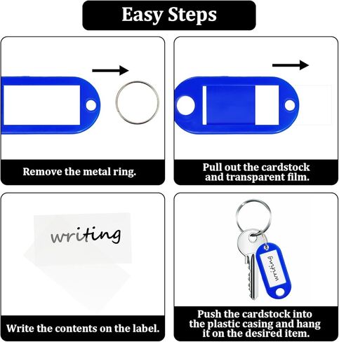 70 Pack Tough Plastic Key Tags with 10 Colors,Key Tags with Split Ring Label Window for Organization and Identification of Keys,Luggage,Pets,Bags,USB Drives in Saudi Arabia