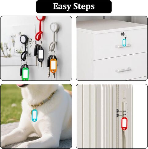 70 Pack Tough Plastic Key Tags with 10 Colors,Key Tags with Split Ring Label Window for Organization and Identification of Keys,Luggage,Pets,Bags,USB Drives in Saudi Arabia