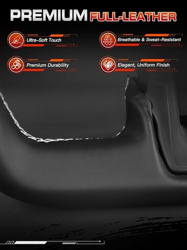 Steering Wheel for Ford Mustang (EcoBoost, GT,V6) 2015-2017 & for Shelby GT350/GT350R 2016-2017, Full Nappa Perforated Leather, Double D-Shape Flat Top & Bottom,White Stripe & Stitching in Saudi Arabia