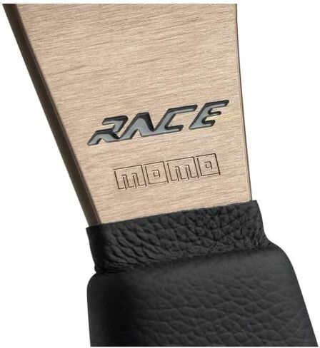 عجلة قيادة جلدية MOMO Race 2.0، باللون الأسود مع أذرع أنثراسايت، مقاس عالمي، قطر 350 مم، مقبض 29 × 30 مم، تصميم ثلاثي الأضلاع in Kuwait