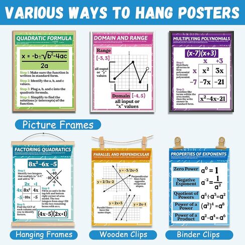 18Pcs Math Posters for Classroom High School Math Algebra Posters Educational Mathematics Knowledge Classroom Decorations for Back to School Teachers Students Bulletin Board Wall Decor 14 x 11 Inch in Saudi Arabia