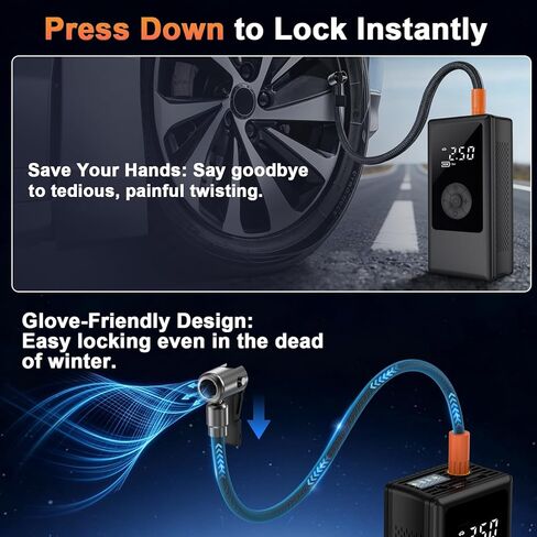 Portable Tire Inflator, Dual Power Supply (12V Car Adapter&Cordless) Car Tire Pump, 150PSI Air Pump & Power Bank, Tire Air Pump with Dual Display for Car, Motorcycle, Bike, Ball in Kuwait