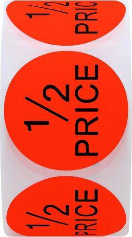 Hybsk 1.5" Round Fluorescent Bright Red Half Price Stickers Total 500 Per Roll in Kuwait