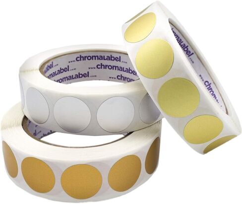 ChromaLabel 1 inch Metallic Color Code Dot Stickers, Assorted Gold, Silver, Bronze, 500 Labels per Roll in Kuwait