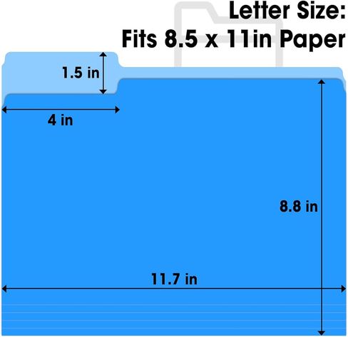 120 Pack File Folders 8.5 x 11 Inch, 1/3 Cut Tab File Folders Letter Size, School Business Office Filing Folder for Document, Blue in Kuwait