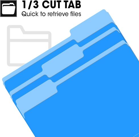 120 Pack File Folders 8.5 x 11 Inch, 1/3 Cut Tab File Folders Letter Size, School Business Office Filing Folder for Document, Blue in Kuwait