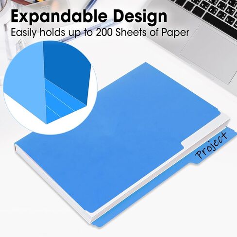 120 Pack File Folders 8.5 x 11 Inch, 1/3 Cut Tab File Folders Letter Size, School Business Office Filing Folder for Document, Blue in Kuwait