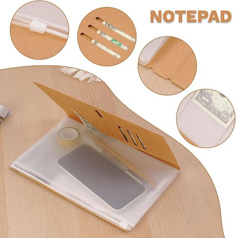 A5 Travelers Notebook Accessories Kit - 2 Clear Zipper Case + 2 Kraft Card Holder, Refillable Journal Inserts, A5 Planner Inserts & Organizer Pouch for Journal Supplies, Cards, Stencils in Saudi Arabia