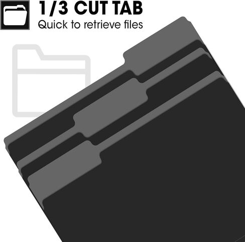 120 حزمة مجلدات ملفات مقاس 8.5 × 11 بوصة، مقاس 1/3 مجلدات ملفات سوداء بحجم الحروف، مجلد ملفات مكتب الأعمال المدرسية للمستندات، أسود in Kuwait