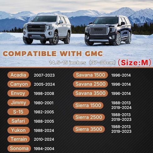غطاء عجلة قيادة السيارة من West Llama مخصص لسيارة GMC Sierra، Acadia، Canyon، Terrain، Yukon، Savana، Envoy 15-15.5 بوصة (حجم قياسي أسود) in Kuwait