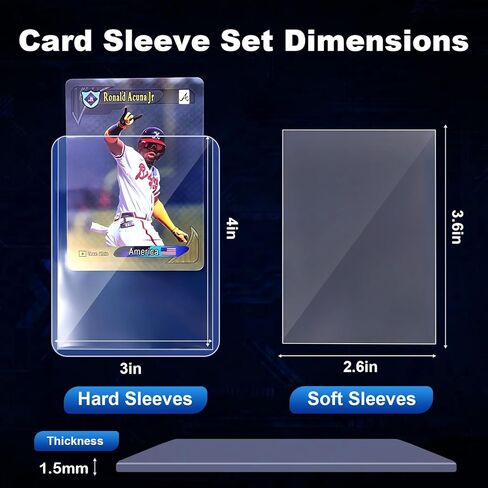 Navona Top Loaders for Cards with Penny Sleeves, 100 Pack 3" x 4" Hard Plastic Trading Card Holders for Baseball, Football & Sports Cards（50 Top Loaders + 50 Card Sleeves） in Kuwait