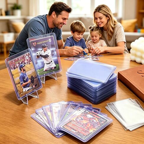 Navona Top Loaders for Cards with Penny Sleeves, 100 Pack 3" x 4" Hard Plastic Trading Card Holders for Baseball, Football & Sports Cards（50 Top Loaders + 50 Card Sleeves） in Kuwait