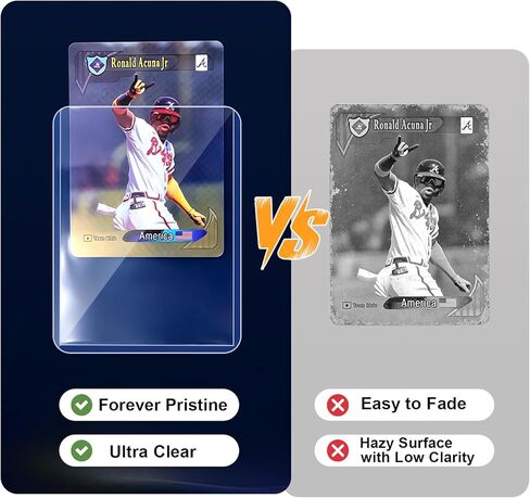Navona Top Loaders for Cards with Penny Sleeves, 100 Pack 3" x 4" Hard Plastic Trading Card Holders for Baseball, Football & Sports Cards（50 Top Loaders + 50 Card Sleeves） in Kuwait