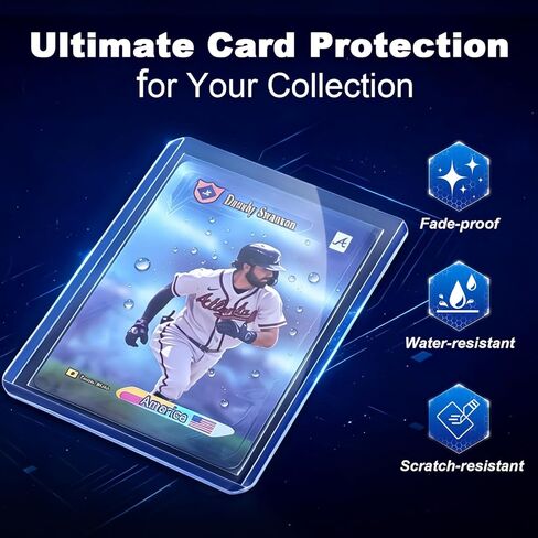 Navona Top Loaders for Cards with Penny Sleeves, 100 Pack 3" x 4" Hard Plastic Trading Card Holders for Baseball, Football & Sports Cards（50 Top Loaders + 50 Card Sleeves） in Kuwait