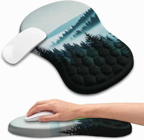 Ergonomic Mouse Pad with Wrist Rest, Memory Foam Wrist Support for Carpal Tunnel Pain Relief, Massage Design Mousepad and Non-Slip Base for Office and Gaming, 12x8 Inch, Grey Forest in Saudi Arabia